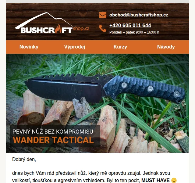Bushcraftshop: Recenze nože Wander Tactical URO Saw – červen 2026 | Nuslet.cz