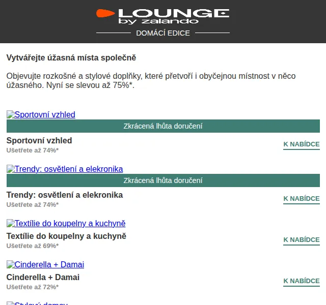 Lounge by Zalando: Slevy až 75 % na domov – červen 2026 | Nuslet.cz