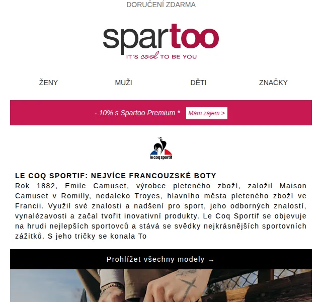 Spartoo.cz: Doprava zdarma Le Coq Sportif, Guess, Etnies – červen 2026 | Nuslet.cz