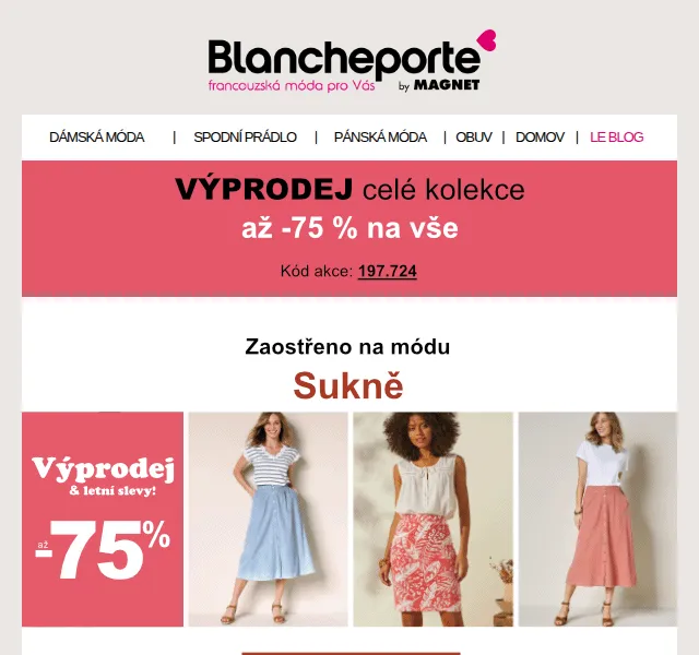 Blancheporte: Letní výprodej sukní až -75 % – červenec 2026 | Nuslet.cz