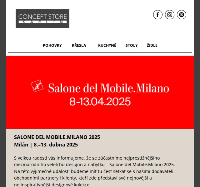 Karolína z cskarlin.cz: Milánský veletrh Salone del Mobile – červen 2026 | Nuslet.cz