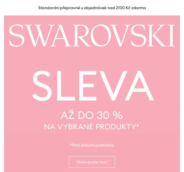 Swarovski: Až do 30 % na vybrané produkty – červenec 2026 | Nuslet.cz