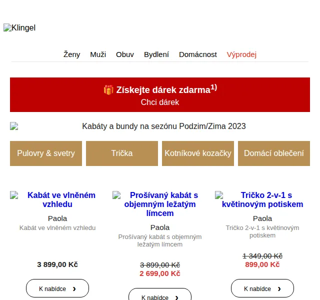 KLiNGEL.cz: Dárek zdarma k objednávce – červenec 2026 | Nuslet.cz