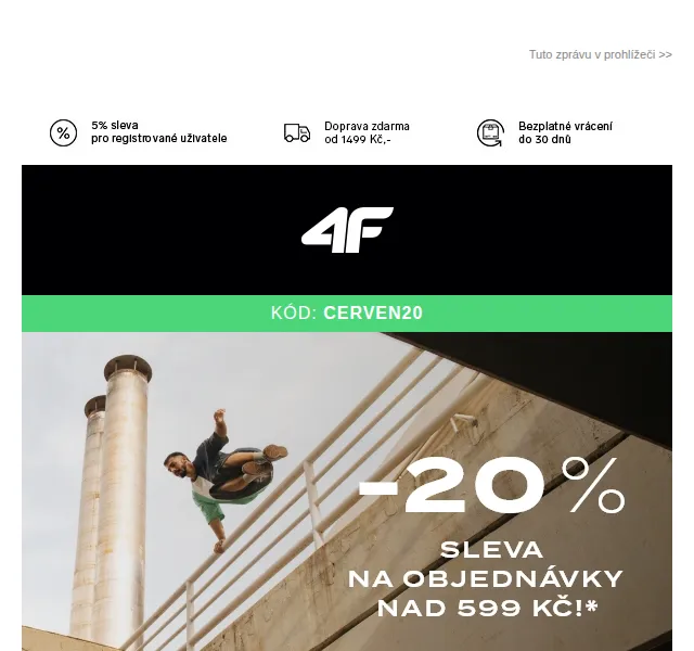 4Fstore.cz: 20% sleva na sportovní oblečení – červen 2026 | Nuslet.cz