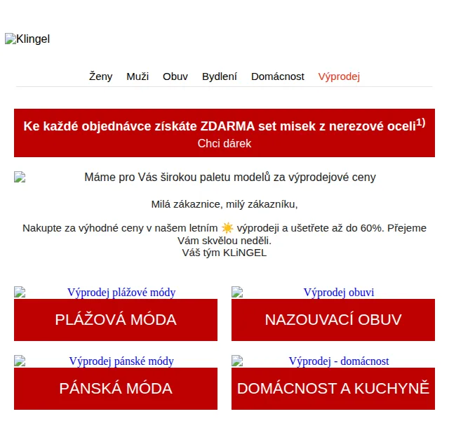 KLiNGEL: Letní výprodej až –60 % – červen 2026 | Nuslet.cz