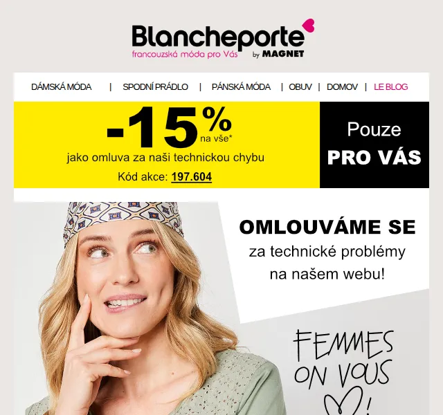 Blancheporte: Sleva 15 % na celý sortiment – červen 2026 | Nuslet.cz