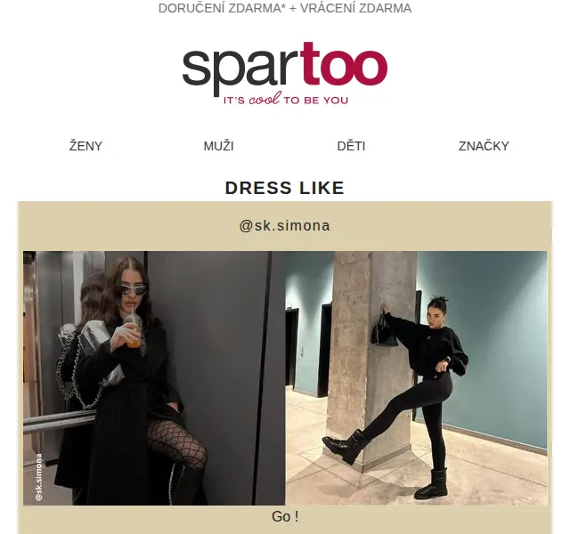 Spartoo.cz: Influencerské outfity s dopravou zdarma – Duben 2026