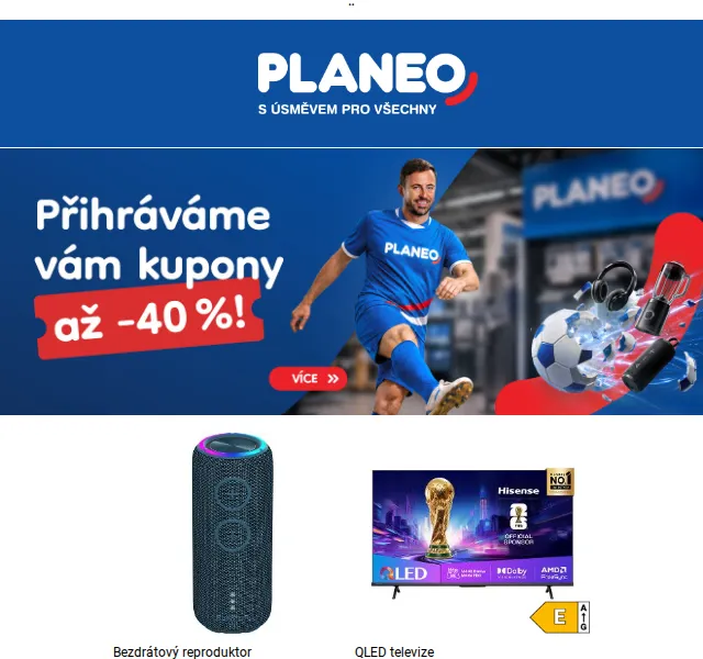 Planeo: Slevy až 40 % na elektroniku a domácí spotřebiče – červen 2026 | Nuslet.cz