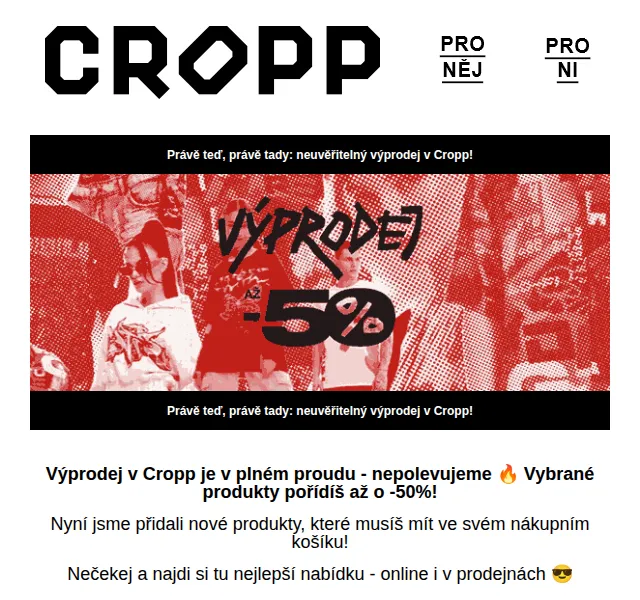 Cropp: výprodej až 50 % – červen 2026 | Nuslet.cz