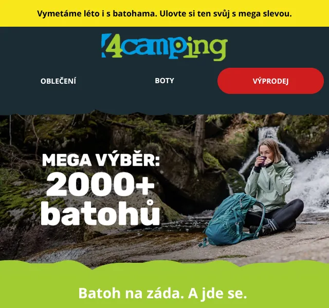 4camping.cz: Batohy se slevou až 30 % – srpen 2026