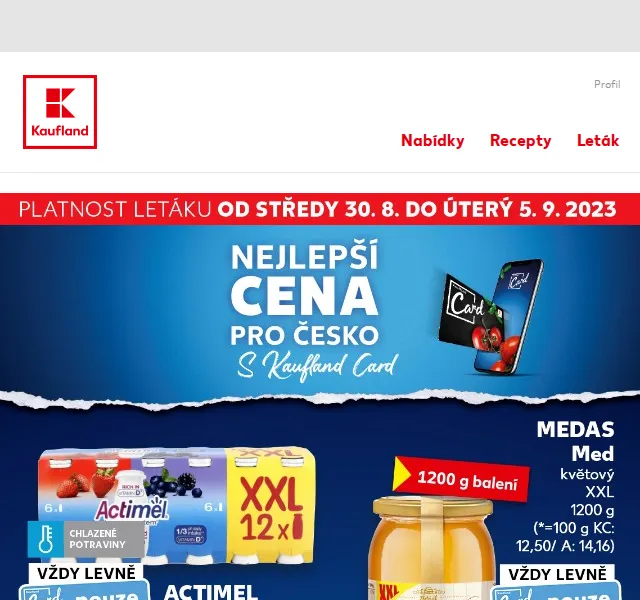 Kaufland: Banány 15,90 Kč a Flora 79,90 Kč – červenec 2026 | Nuslet.cz