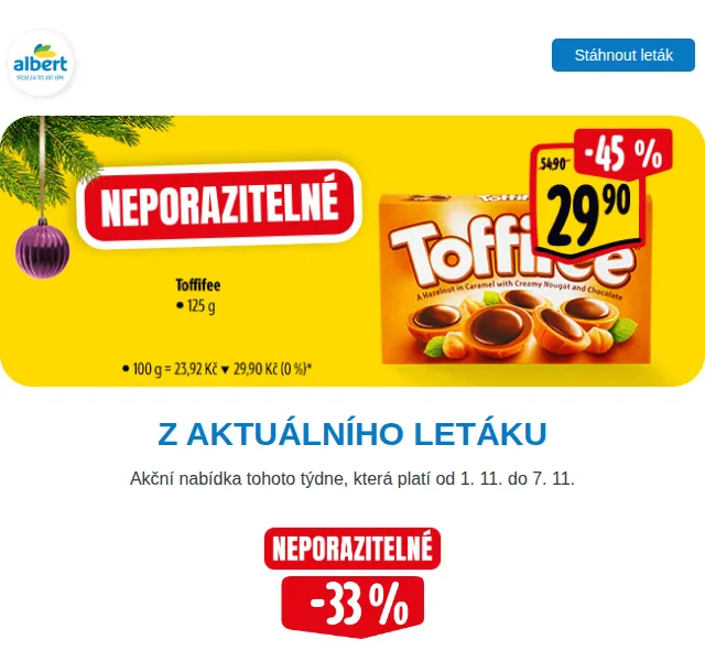 Albert: Kuře za 59,90 Kč, jogurt 8,90 Kč – červenec 2026 | Nuslet.cz