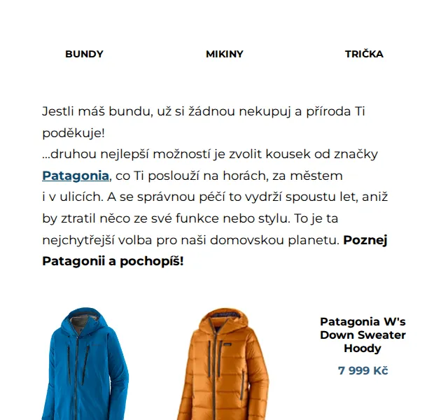 SNOWBOARD ZEZULA: Patagonia bundy a mikiny – červen 2026 | Nuslet.cz