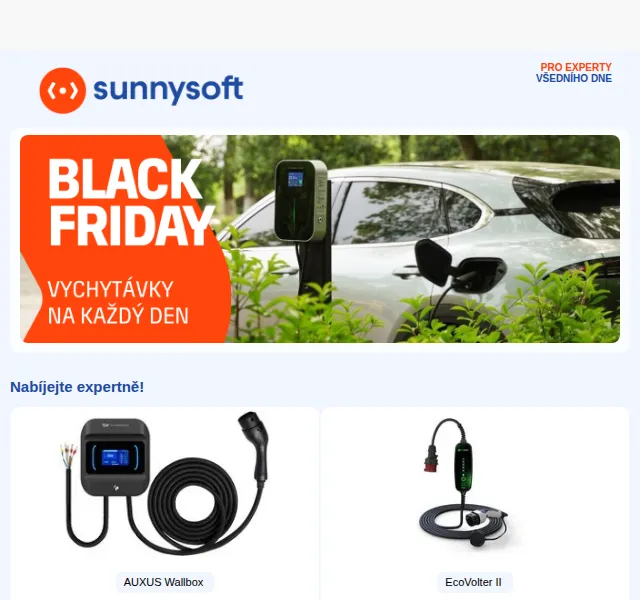 Sunnysoft.cz: AUXUS Wallbox, EcoVolter II, nabíjení elektro – červen 2026 | Nuslet.cz