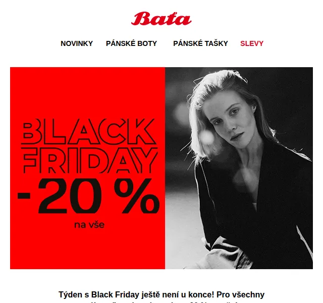 Baťa: Sleva 20 % na vše – Black Friday týden – červen 2026 | Nuslet.cz