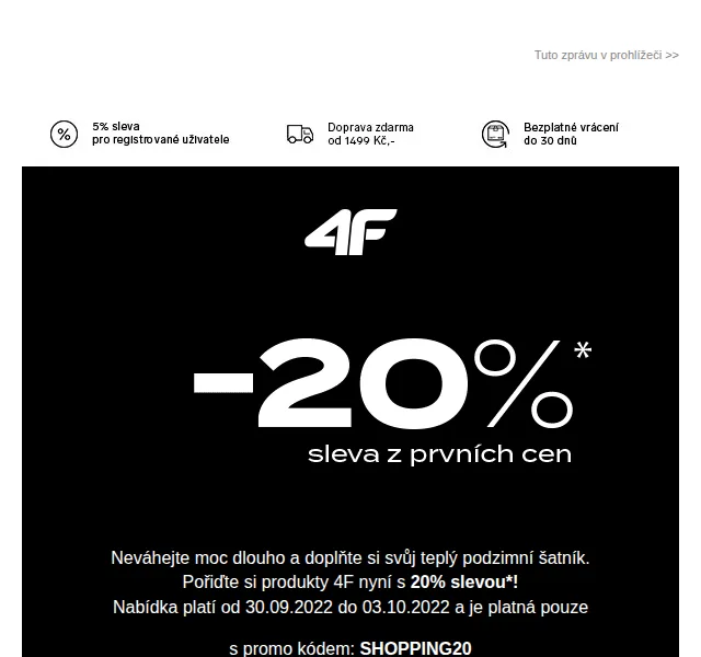 4Fstore: 20% slevový kód na podzimní kolekci – říjen 2022 | Nuslet.cz