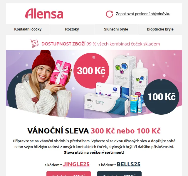 Alensa: Vánoční sleva 300 Kč nebo 100 Kč – červen 2026 | Nuslet.cz