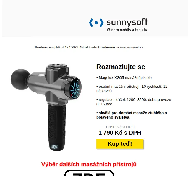 Sunnysoft: Masážní pistole Magelux XG05 od 1 790 Kč – červen 2026 | Nuslet.cz