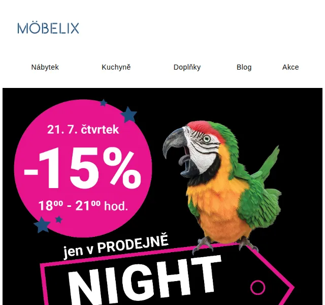 Möbelix: Noční nakupování s akcí – červen 2026 | Nuslet.cz