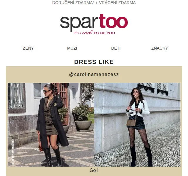 Spartoo.cz: Influencerské looky s dopravou zdarma – duben 2026