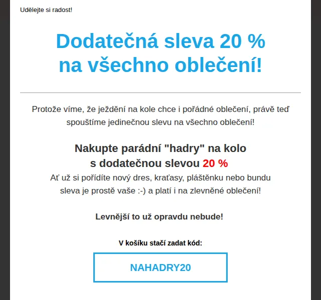 czbikero: Sleva 20 % na oblečení – červen 2026 | Nuslet.cz