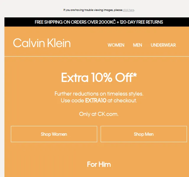 Calvin Klein: Extra 10% sleva na mid-season výprodej – červen 2026 | Nuslet.cz