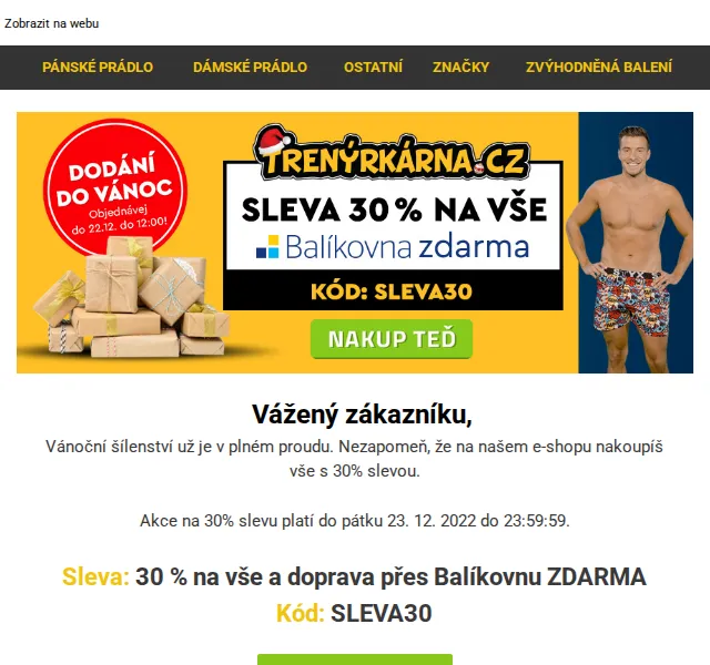 Trenýrkárna: Sleva 30 % na vše – červen 2026 | Nuslet.cz