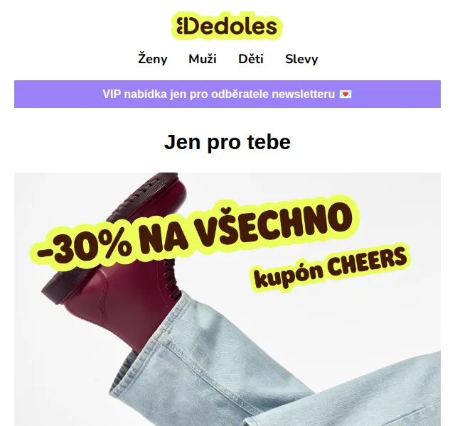 Dedoles: 30% sleva na vše – VIP kód – červenec 2026 | Nuslet.cz
