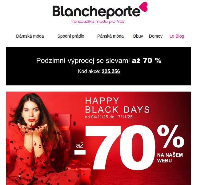 Blancheporte: Black Days slevy až 70 % – červenec 2026 | Nuslet.cz