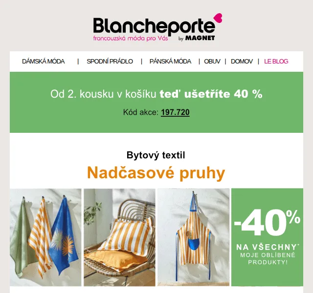 Blancheporte: pruhovaná móda a bytové doplňky – červen 2026 | Nuslet.cz