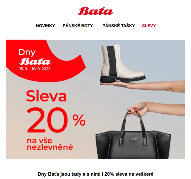 Baťa: Dny Baťa 20% sleva – září 2022 | Nuslet.cz