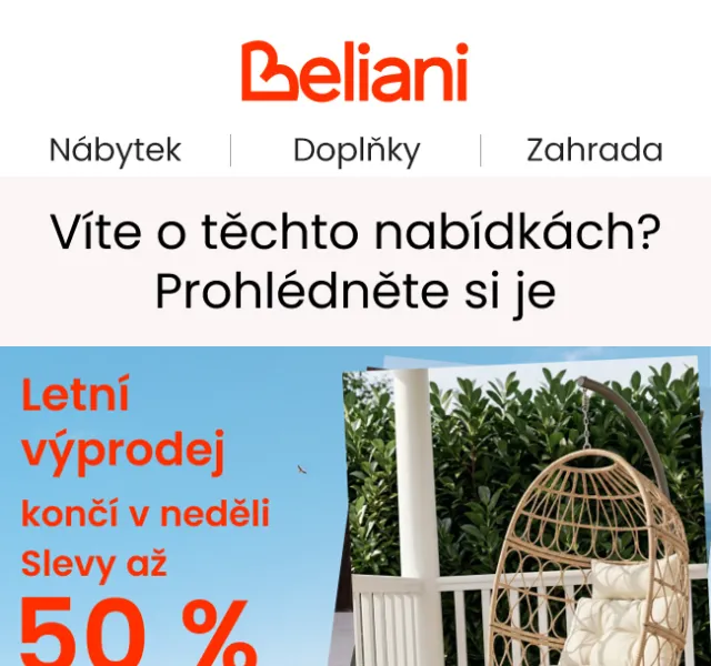 Beliani.cz: Poslední šance na týdenní nabídky – srpen