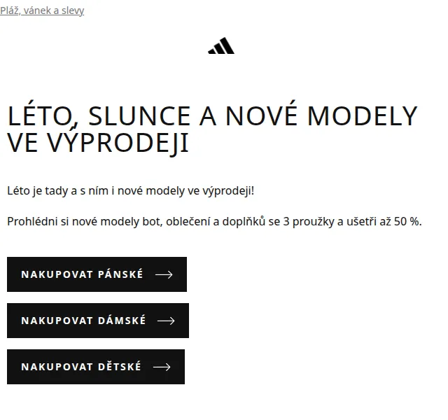 Adidas: Sleva až 50 % na letní výprodej – červen 2026 | Nuslet.cz