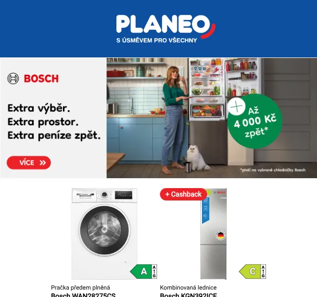 Planeo: Bosch domácí spotřebiče – sleva až 20 % – červenec 2026