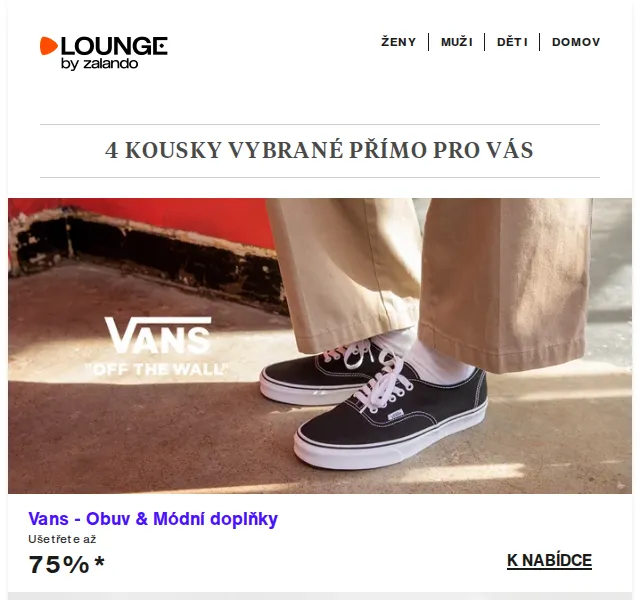 Lounge by Zalando: slevy až 75 % na Vans, LEGO, Katy Perry – červen 2026 | Nuslet.cz