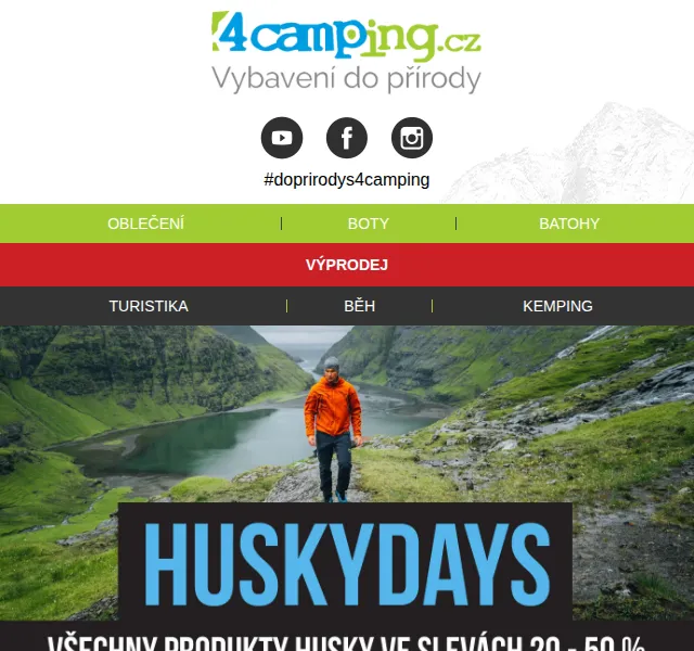 4camping: Podzimní HUSKY days – slevy 20-50 % – červenec 2026 | Nuslet.cz