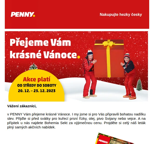 Penny: Vánoční leták s kuřecími řízky a Bohemia Sekte – prosinec 2023 | Nuslet.cz