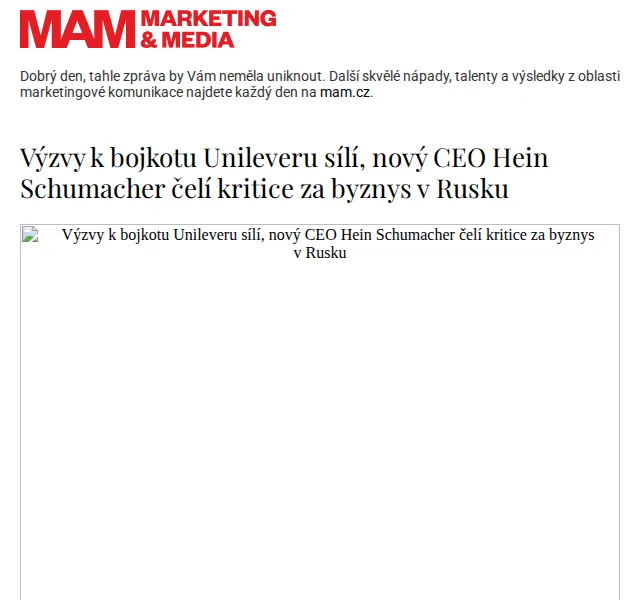 Marketing & Media: Výzvy k bojkotu Unileveru – červenec 2026 | Nuslet.cz