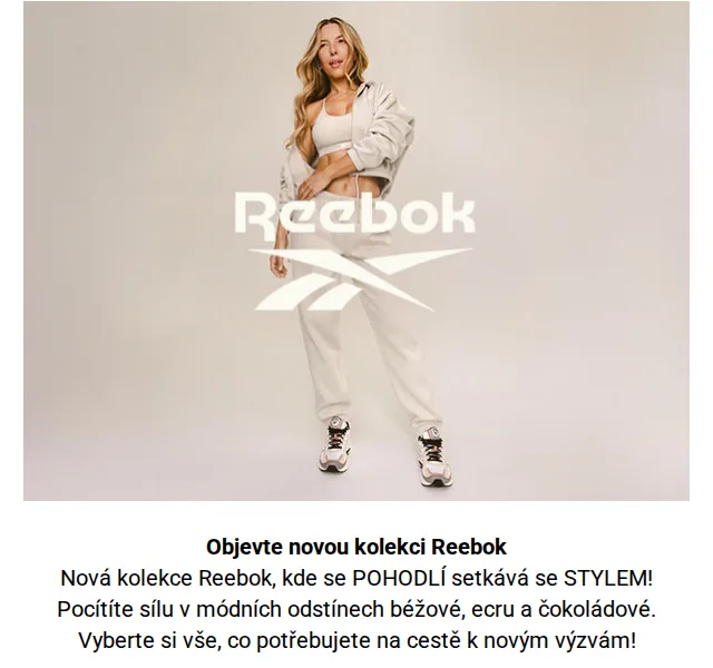 Modivo: Nová kolekce Reebok béžová ecru čokoládová – červen 2026 | Nuslet.cz