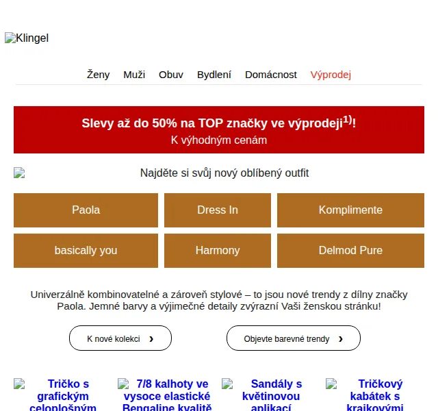 KLiNGEL: Slevy až 50 % na TOP značky – červenec 2026 | Nuslet.cz