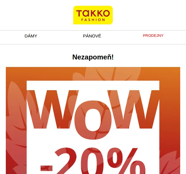 Takko Fashion: 20% sleva na již zlevněné zboží – červen 2026 | Nuslet.cz