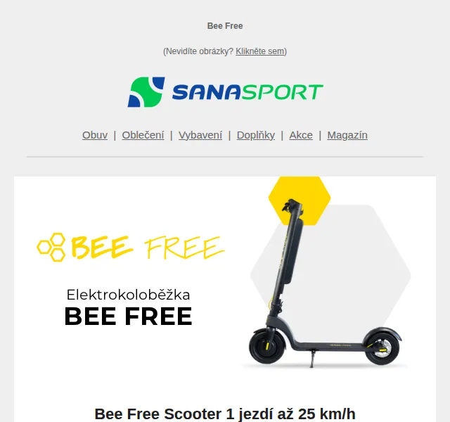 Sanasport: Bee Free Scooter 1 – červen 2026 | Nuslet.cz