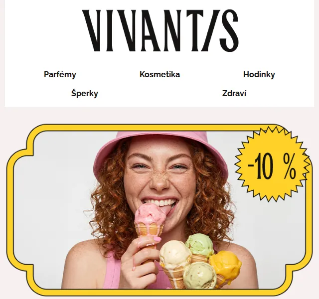 Vivantis.cz: Sleva 10 % na parfémy, kosmetiku a šperky – červen 2026