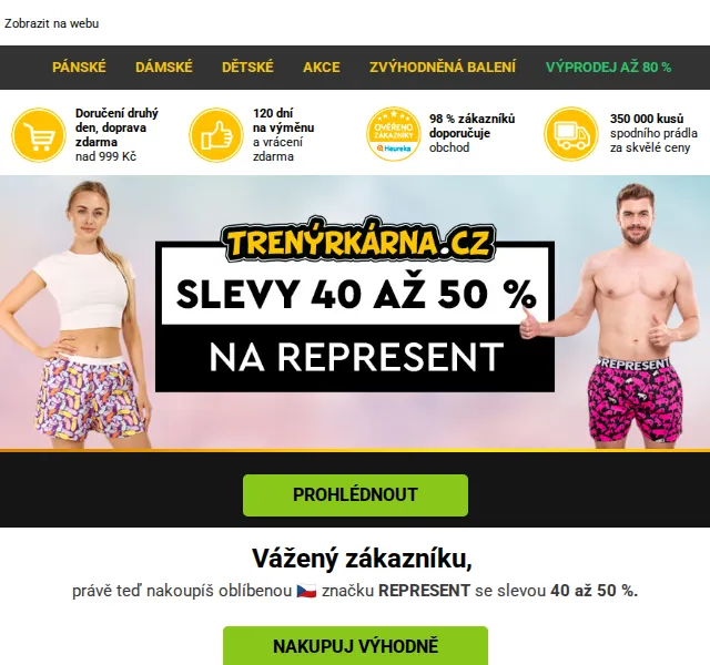 Lukáš z Trenýrkárna.cz: Slevy 40-50 % na Represent – červen 2026 | Nuslet.cz