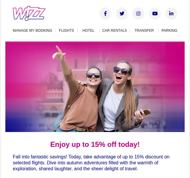 Wizz Air: Letenky se slevou až 15 % – červen 2026 | Nuslet.cz