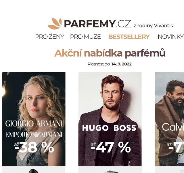 Parfemy.cz: Calvin Klein, Hugo Boss a Armani až -71% – červen 2026 | Nuslet.cz