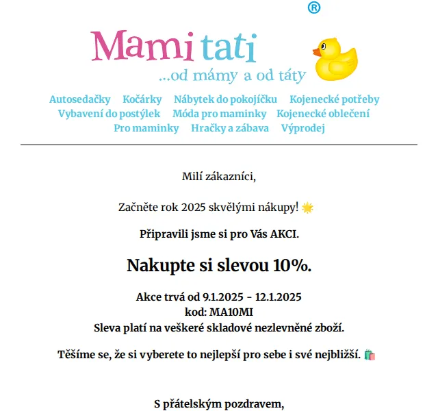 Mamitati.cz: sleva 10 % na vše – červen 2026 | Nuslet.cz