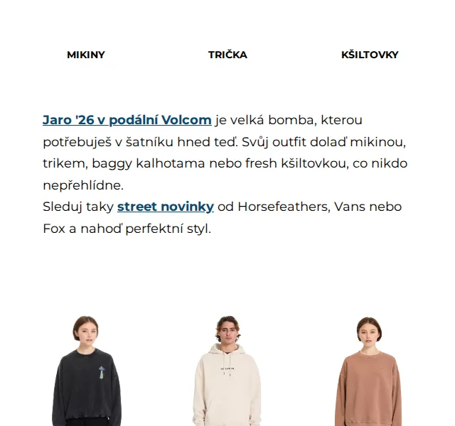 Snowboard Zezula: Volcom, Vans, Fox jarní kolekce – duben 2026