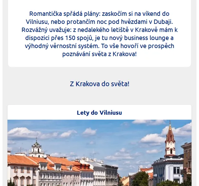 eSky.cz: lety z Krakova do světa od 2930 Kč – červenec 2026 | Nuslet.cz