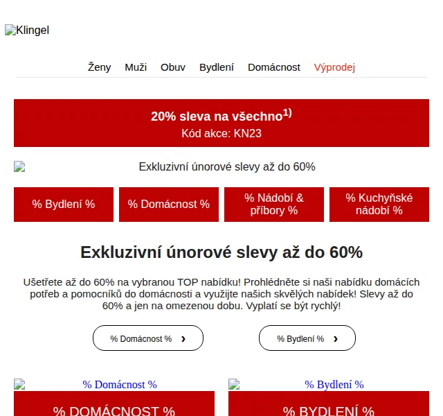 KLiNGEL: Exkluzivní slevy až 60 % na bydlení a domácnost – červen 2026 | Nuslet.cz